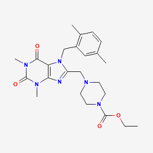 molecular formula C24H32N6O4 B2711895 ethyl 4-({7-[(2,5-dimethylphenyl)methyl]-1,3-dimethyl-2,6-dioxo-2,3,6,7-tetrahydro-1H-purin-8-yl}methyl)piperazine-1-carboxylate CAS No. 851939-08-7