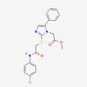 methyl 2-(2-((2-((4-chlorophenyl)amino)-2-oxoethyl)thio)-5-phenyl-1H-imidazol-1-yl)acetate