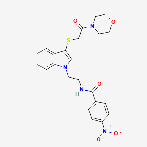 molecular formula C23H24N4O5S B2711953 N-(2-(3-((2-morpholino-2-oxoethyl)thio)-1H-indol-1-yl)ethyl)-4-nitrobenzamide CAS No. 532973-48-1