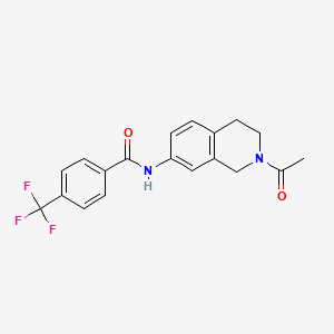 molecular formula C19H17F3N2O2 B2711966 N-(2-acetyl-1,2,3,4-tetrahydroisoquinolin-7-yl)-4-(trifluoromethyl)benzamide CAS No. 955635-19-5