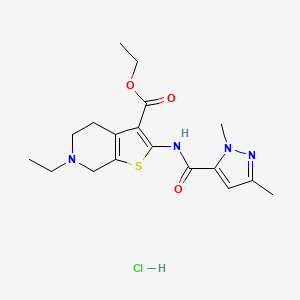 molecular formula C18H25ClN4O3S B2711997 ethyl 2-(1,3-dimethyl-1H-pyrazole-5-amido)-6-ethyl-4H,5H,6H,7H-thieno[2,3-c]pyridine-3-carboxylate hydrochloride CAS No. 1329870-07-6