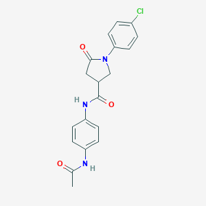 molecular formula C19H18ClN3O3 B271206 N-[4-(acetylamino)phenyl]-1-(4-chlorophenyl)-5-oxo-3-pyrrolidinecarboxamide 