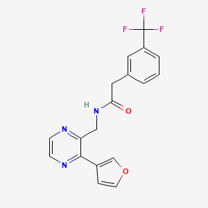 molecular formula C18H14F3N3O2 B2712112 N-((3-(furan-3-yl)pyrazin-2-yl)methyl)-2-(3-(trifluoromethyl)phenyl)acetamide CAS No. 2034395-63-4