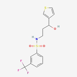 molecular formula C14H14F3NO3S2 B2712139 N-(3-hydroxy-3-(thiophen-3-yl)propyl)-3-(trifluoromethyl)benzenesulfonamide CAS No. 2034549-14-7