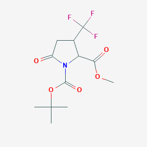 molecular formula C12H16F3NO5 B2712167 1-tert-Butyl 2-methyl 5-oxo-3-(trifluoromethyl)pyrrolidine-1,2-dicarboxylate CAS No. 1909305-82-3
