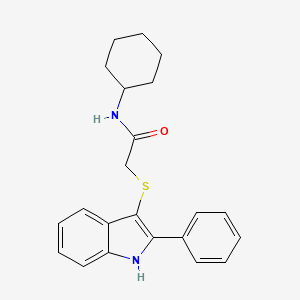 molecular formula C22H24N2OS B2712169 N-cyclohexyl-2-[(2-phenyl-1H-indol-3-yl)sulfanyl]acetamide CAS No. 536702-72-4