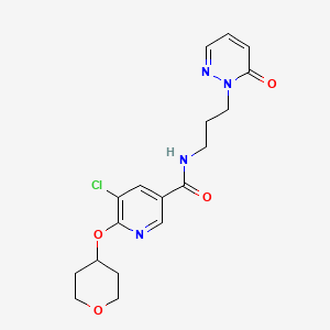 5-chloro-N-(3-(6-oxopyridazin-1(6H)-yl)propyl)-6-((tetrahydro-2H-pyran-4-yl)oxy)nicotinamide
