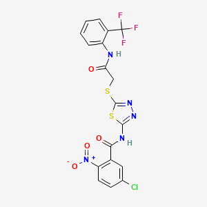 5-chloro-2-nitro-N-[5-[2-oxo-2-[2-(trifluoromethyl)anilino]ethyl]sulfanyl-1,3,4-thiadiazol-2-yl]benzamide