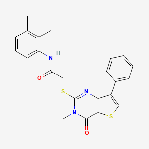 molecular formula C24H23N3O2S2 B2712210 N-(2,3-dimethylphenyl)-2-({3-ethyl-4-oxo-7-phenyl-3H,4H-thieno[3,2-d]pyrimidin-2-yl}sulfanyl)acetamide CAS No. 1207051-73-7