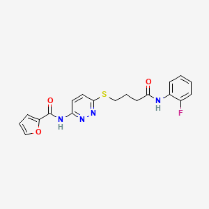 N-(6-((4-((2-fluorophenyl)amino)-4-oxobutyl)thio)pyridazin-3-yl)furan-2-carboxamide