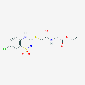 molecular formula C13H14ClN3O5S2 B2712260 ethyl 2-(2-((7-chloro-1,1-dioxido-4H-benzo[e][1,2,4]thiadiazin-3-yl)thio)acetamido)acetate CAS No. 899966-10-0