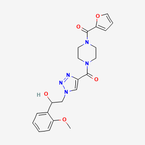 molecular formula C21H23N5O5 B2712262 2-(4-{[4-(2-furoyl)piperazin-1-yl]carbonyl}-1H-1,2,3-triazol-1-yl)-1-(2-methoxyphenyl)ethanol CAS No. 1396748-36-9