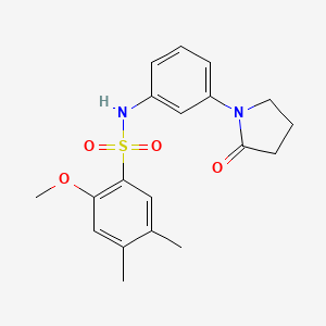 molecular formula C19H22N2O4S B2712269 2-methoxy-4,5-dimethyl-N-(3-(2-oxopyrrolidin-1-yl)phenyl)benzenesulfonamide CAS No. 941977-91-9