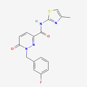 molecular formula C16H13FN4O2S B2712271 1-(3-fluorobenzyl)-N-(4-methylthiazol-2-yl)-6-oxo-1,6-dihydropyridazine-3-carboxamide CAS No. 1040664-35-4
