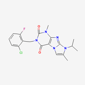 molecular formula C19H19ClFN5O2 B2712278 2-[(2-Chloro-6-fluorophenyl)methyl]-4,7-dimethyl-6-propan-2-ylpurino[7,8-a]imidazole-1,3-dione CAS No. 878731-30-7
