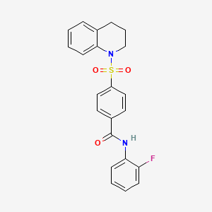 molecular formula C22H19FN2O3S B2712279 4-((3,4-dihydroquinolin-1(2H)-yl)sulfonyl)-N-(2-fluorophenyl)benzamide CAS No. 392326-86-2
