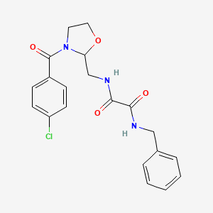 molecular formula C20H20ClN3O4 B2712283 N1-benzyl-N2-((3-(4-chlorobenzoyl)oxazolidin-2-yl)methyl)oxalamide CAS No. 874804-97-4