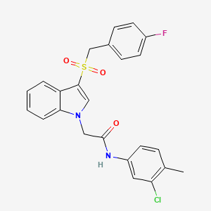 molecular formula C24H20ClFN2O3S B2712287 N-(3-chloro-4-methylphenyl)-2-{3-[(4-fluorophenyl)methanesulfonyl]-1H-indol-1-yl}acetamide CAS No. 893252-88-5