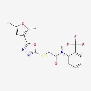 2-((5-(2,5-dimethylfuran-3-yl)-1,3,4-oxadiazol-2-yl)thio)-N-(2-(trifluoromethyl)phenyl)acetamide