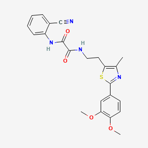 molecular formula C23H22N4O4S B2712352 N'-(2-cyanophenyl)-N-{2-[2-(3,4-dimethoxyphenyl)-4-methyl-1,3-thiazol-5-yl]ethyl}ethanediamide CAS No. 894016-20-7