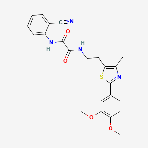 molecular formula C23H22N4O4S B2712352 N-(2-cyanophenyl)-N'-{2-[2-(3,4-dimethoxyphenyl)-4-methyl-1,3-thiazol-5-yl]ethyl}ethanediamide CAS No. 894016-20-7