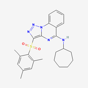 molecular formula C25H29N5O2S B2712353 N-CYCLOHEPTYL-3-(2,4,6-TRIMETHYLBENZENESULFONYL)-[1,2,3]TRIAZOLO[1,5-A]QUINAZOLIN-5-AMINE CAS No. 904575-51-5