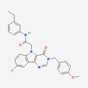 molecular formula C28H25FN4O3 B2712354 N-(3-乙基苯基)-2-(8-氟-3-(4-甲氧基苄基)-4-氧代-3H-嘧啶并[5,4-b]吲哚-5(4H)-基)乙酰胺 CAS No. 1189663-52-2