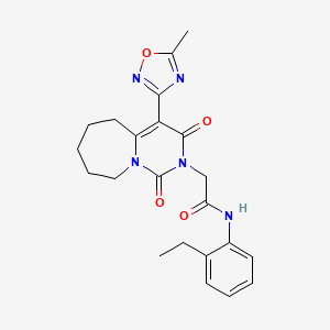 molecular formula C22H25N5O4 B2712355 N-(2-ethylphenyl)-2-[4-(5-methyl-1,2,4-oxadiazol-3-yl)-1,3-dioxo-1H,2H,3H,5H,6H,7H,8H,9H-pyrimido[1,6-a]azepin-2-yl]acetamide CAS No. 1775310-01-4