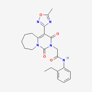molecular formula C22H25N5O4 B2712355 N-(2-ethylphenyl)-2-[4-(5-methyl-1,2,4-oxadiazol-3-yl)-1,3-dioxo-3,5,6,7,8,9-hexahydropyrimido[1,6-a]azepin-2(1H)-yl]acetamide CAS No. 1775310-01-4