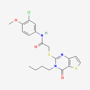 molecular formula C19H20ClN3O3S2 B2712356 2-[(3-butyl-4-oxo-3,4-dihydrothieno[3,2-d]pyrimidin-2-yl)sulfanyl]-N-(3-chloro-4-methoxyphenyl)acetamide CAS No. 1252892-29-7