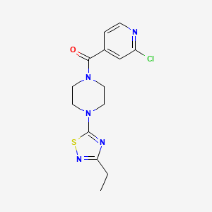 molecular formula C14H16ClN5OS B2712357 (2-Chloropyridin-4-yl)-[4-(3-ethyl-1,2,4-thiadiazol-5-yl)piperazin-1-yl]methanone CAS No. 1436244-28-8