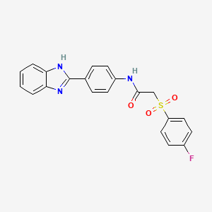 molecular formula C21H16FN3O3S B2712358 N-[4-(1H-1,3-benzodiazol-2-yl)phenyl]-2-(4-fluorobenzenesulfonyl)acetamide CAS No. 895474-98-3