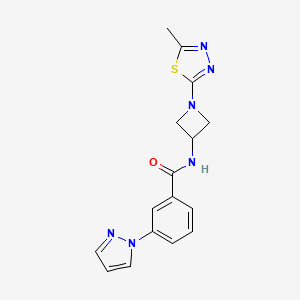 molecular formula C16H16N6OS B2712359 N-[1-(5-methyl-1,3,4-thiadiazol-2-yl)azetidin-3-yl]-3-(1H-pyrazol-1-yl)benzamide CAS No. 2415634-08-9
