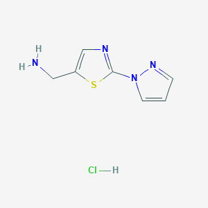 molecular formula C7H9ClN4S B2712361 [2-(1H-吡唑-1-基)-1,3-噻唑-5-基]甲胺盐酸盐 CAS No. 2090075-70-8