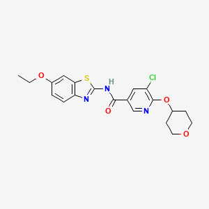 molecular formula C20H20ClN3O4S B2712362 5-chloro-N-(6-ethoxybenzo[d]thiazol-2-yl)-6-((tetrahydro-2H-pyran-4-yl)oxy)nicotinamide CAS No. 1903918-79-5