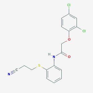 molecular formula C17H14Cl2N2O2S B2712368 N-(2-((2-cyanoethyl)thio)phenyl)-2-(2,4-dichlorophenoxy)acetamide CAS No. 477498-30-9