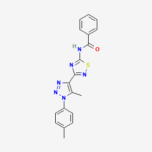 molecular formula C19H16N6OS B2712429 N-{3-[5-methyl-1-(4-methylphenyl)-1H-1,2,3-triazol-4-yl]-1,2,4-thiadiazol-5-yl}benzamide CAS No. 895098-86-9