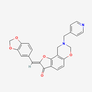 molecular formula C24H18N2O5 B2712430 (Z)-2-(benzo[d][1,3]dioxol-5-ylmethylene)-8-(pyridin-4-ylmethyl)-8,9-dihydro-2H-benzofuro[7,6-e][1,3]oxazin-3(7H)-one CAS No. 929817-76-5