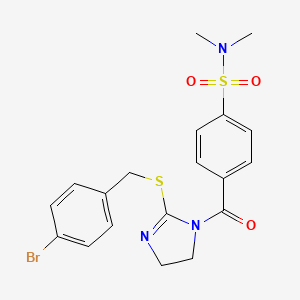 4-(2-((4-bromobenzyl)thio)-4,5-dihydro-1H-imidazole-1-carbonyl)-N,N-dimethylbenzenesulfonamide