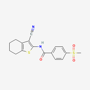 molecular formula C17H16N2O3S2 B2712495 N-(3-cyano-4,5,6,7-tetrahydro-1-benzothiophen-2-yl)-4-methanesulfonylbenzamide CAS No. 896341-93-8