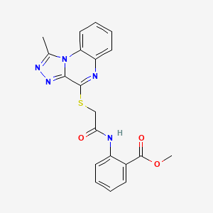 molecular formula C20H17N5O3S B2712542 Methyl 2-[2-({1-methyl-[1,2,4]triazolo[4,3-A]quinoxalin-4-YL}sulfanyl)acetamido]benzoate CAS No. 1358908-79-8