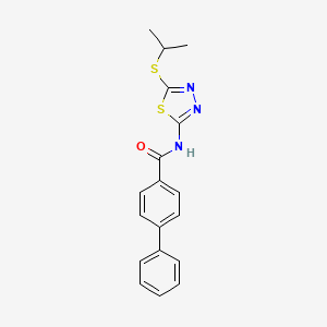 molecular formula C18H17N3OS2 B2712549 N-(5-(isopropylthio)-1,3,4-thiadiazol-2-yl)-[1,1'-biphenyl]-4-carboxamide CAS No. 393571-67-0