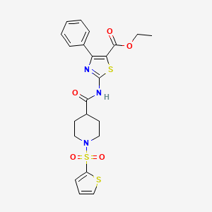Ethyl 4-phenyl-2-(1-(thiophen-2-ylsulfonyl)piperidine-4-carboxamido)thiazole-5-carboxylate