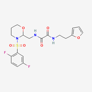 molecular formula C19H21F2N3O6S B2712582 N'-{[3-(2,5-difluorobenzenesulfonyl)-1,3-oxazinan-2-yl]methyl}-N-[2-(furan-2-yl)ethyl]ethanediamide CAS No. 872976-73-3