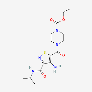 molecular formula C15H23N5O4S B2712608 ethyl 4-{4-amino-3-[(propan-2-yl)carbamoyl]-1,2-thiazole-5-carbonyl}piperazine-1-carboxylate CAS No. 1286727-97-6