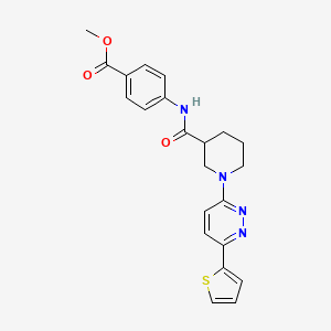 molecular formula C22H22N4O3S B2712614 methyl 4-{1-[6-(thiophen-2-yl)pyridazin-3-yl]piperidine-3-amido}benzoate CAS No. 1105229-08-0