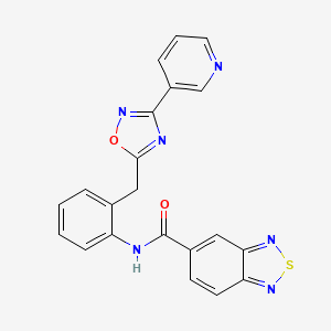 molecular formula C21H14N6O2S B2712626 N-(2-((3-(pyridin-3-yl)-1,2,4-oxadiazol-5-yl)methyl)phenyl)benzo[c][1,2,5]thiadiazole-5-carboxamide CAS No. 1797858-33-3
