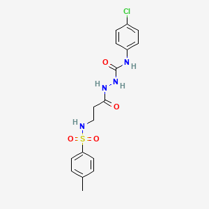 molecular formula C17H19ClN4O4S B2712637 N-(4-chlorophenyl)-2-(3-(4-methylphenylsulfonamido)propanoyl)hydrazinecarboxamide CAS No. 1021065-24-6