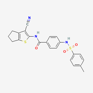 molecular formula C22H19N3O3S2 B2712701 N-{3-cyano-4H,5H,6H-cyclopenta[b]thiophen-2-yl}-4-(4-methylbenzenesulfonamido)benzamide CAS No. 898466-83-6