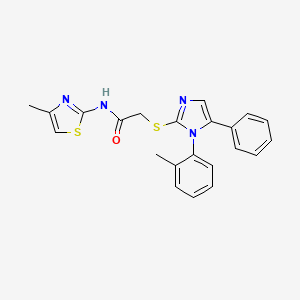 molecular formula C22H20N4OS2 B2712733 N-(4-methylthiazol-2-yl)-2-((5-phenyl-1-(o-tolyl)-1H-imidazol-2-yl)thio)acetamide CAS No. 1207044-57-2